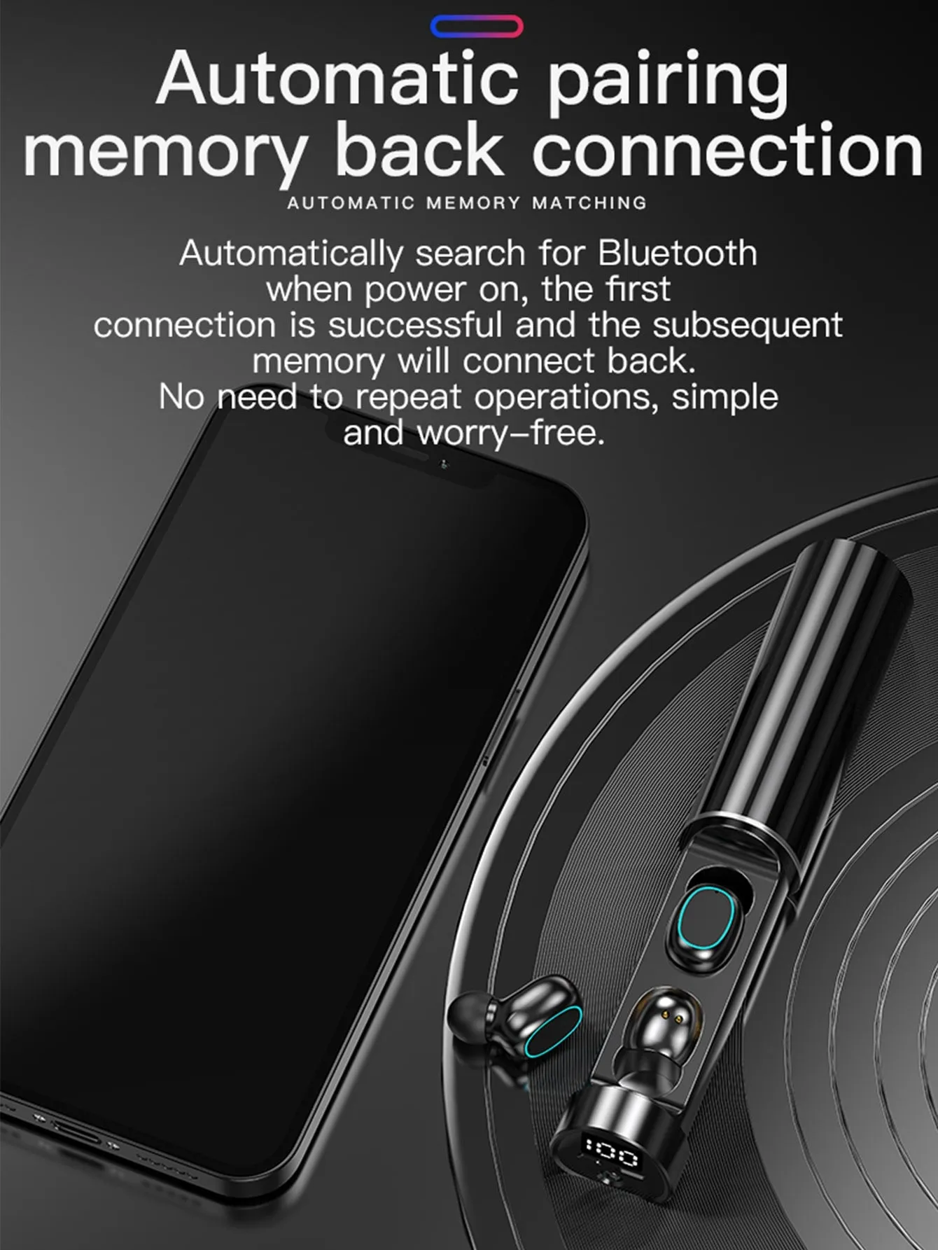 1pc Luminous Digital Display Wireless Headset