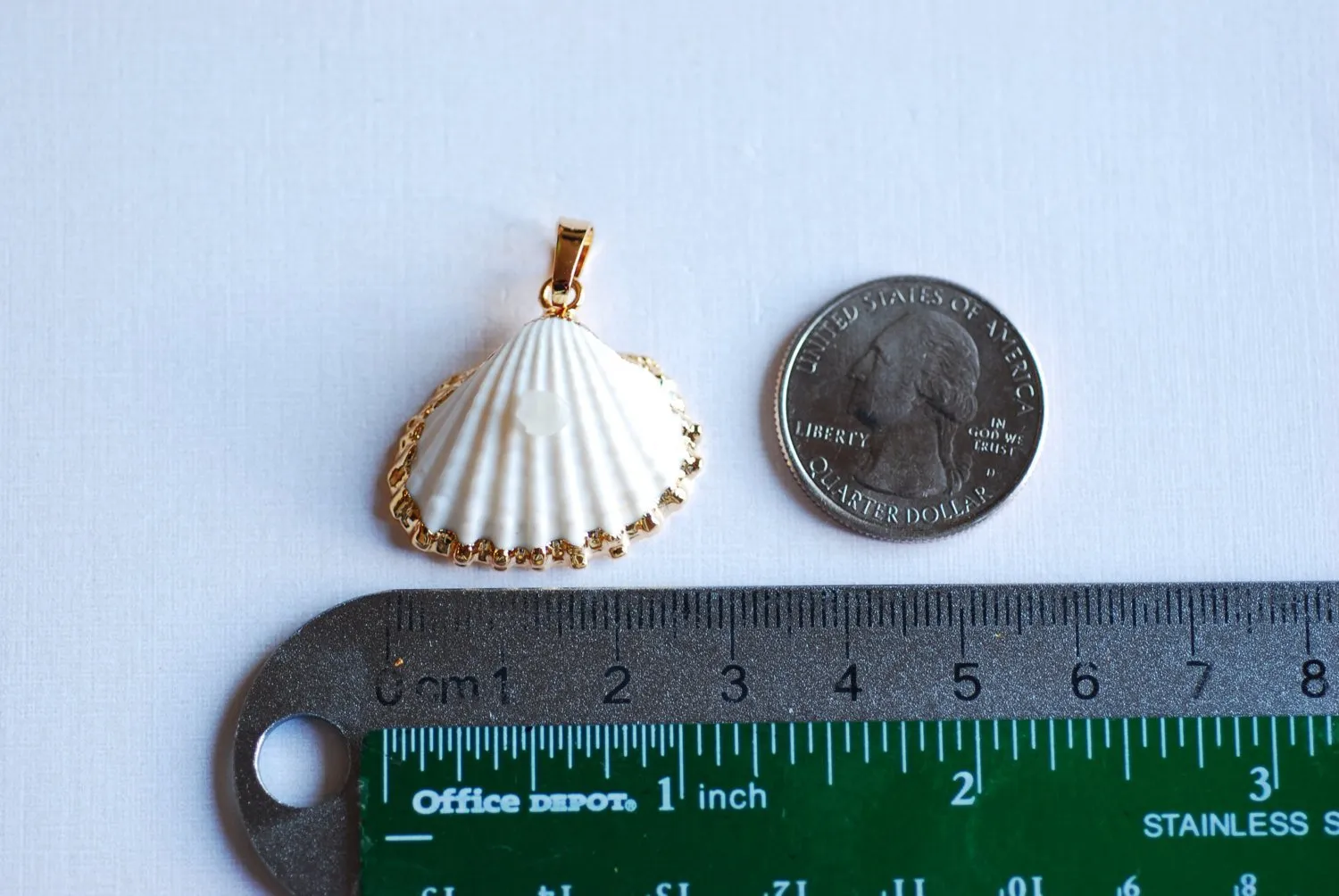 24k Gold Wholesale Electroplated White Scallop Sea Shell Charm- Gold Seashell Charm, Real Sea shell charm pendant with attached bail, Beach Charms