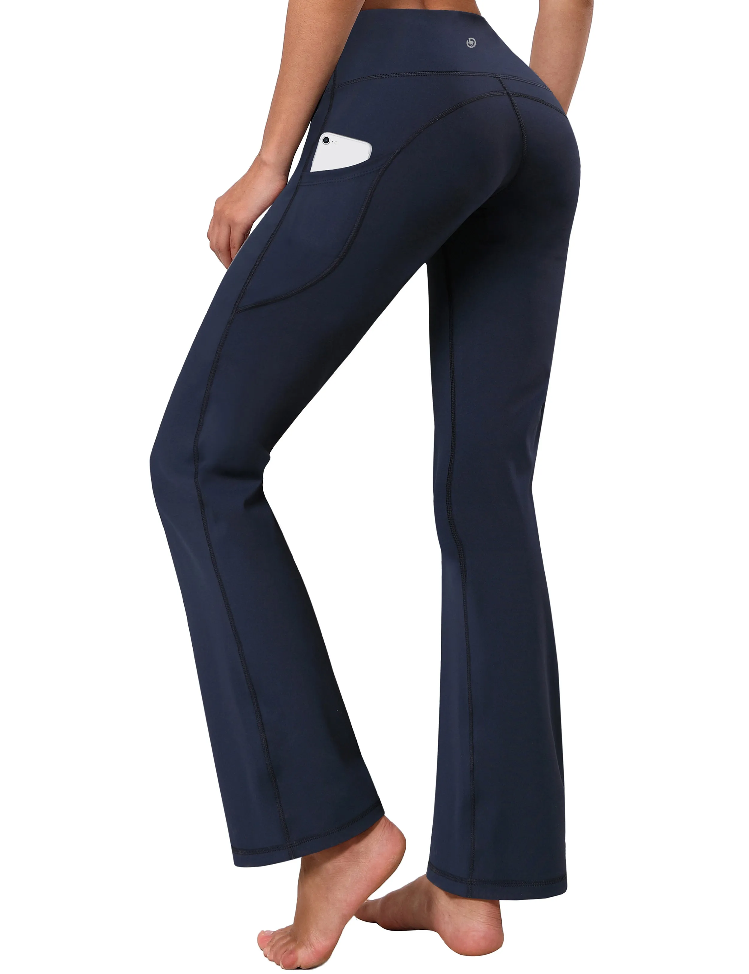 29" 31" 33" 35" 37"  Side Pockets Bootcut Leggings navyblue