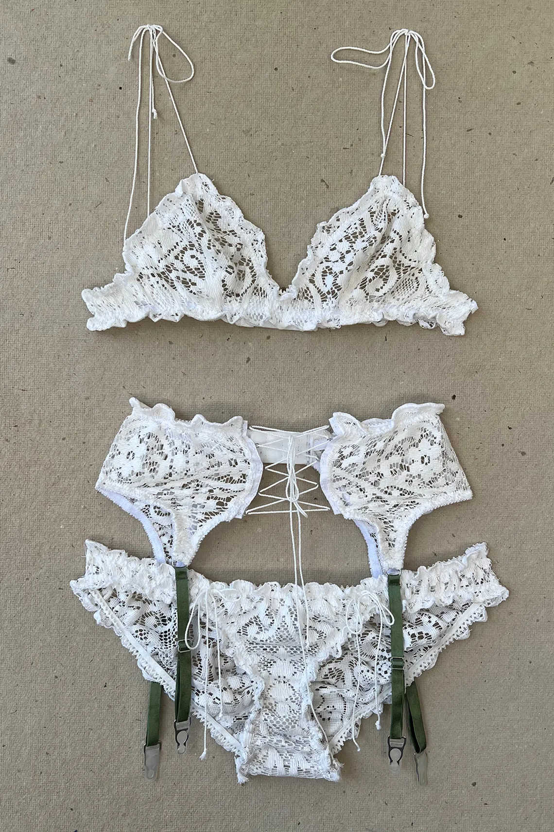 Anaphora Garter Belt in Upcycled Vintage Crochet Lace