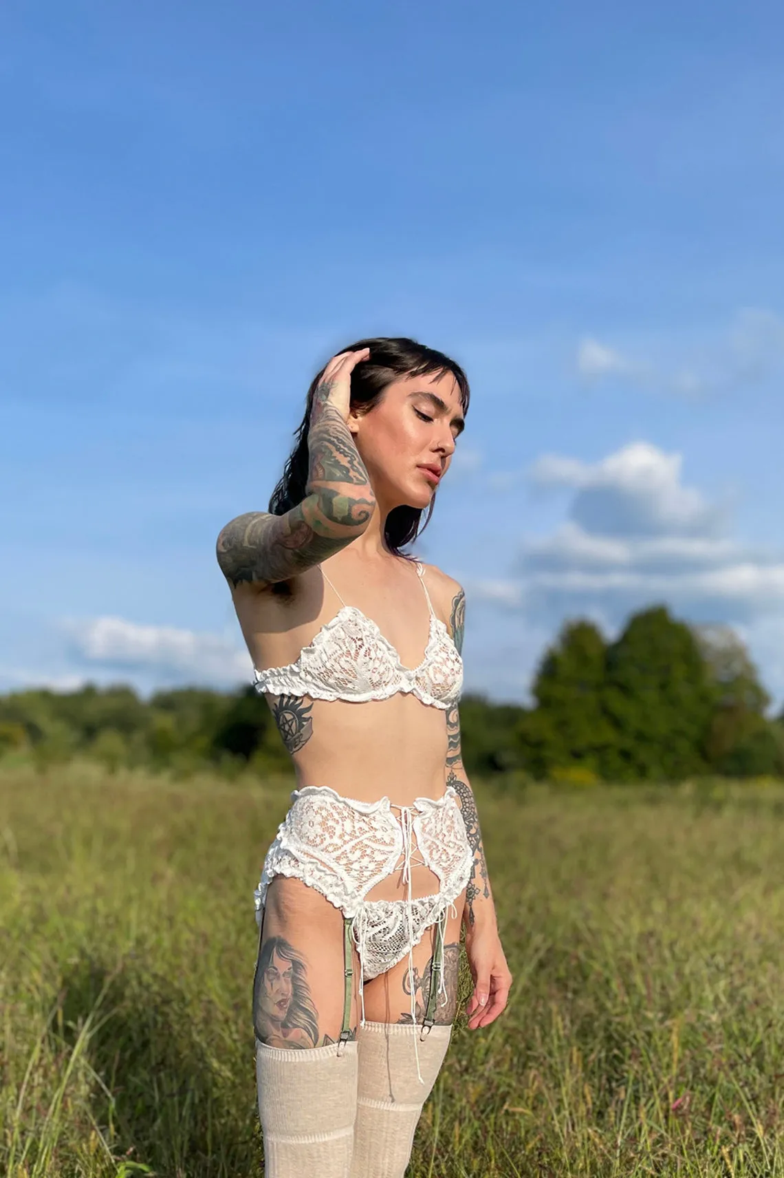 Anaphora Garter Belt in Upcycled Vintage Crochet Lace