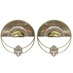 Art Deco Inspired Half-Circle Sconces, Pair