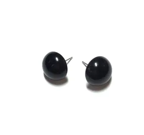 Black Retro Button Stud Earrings