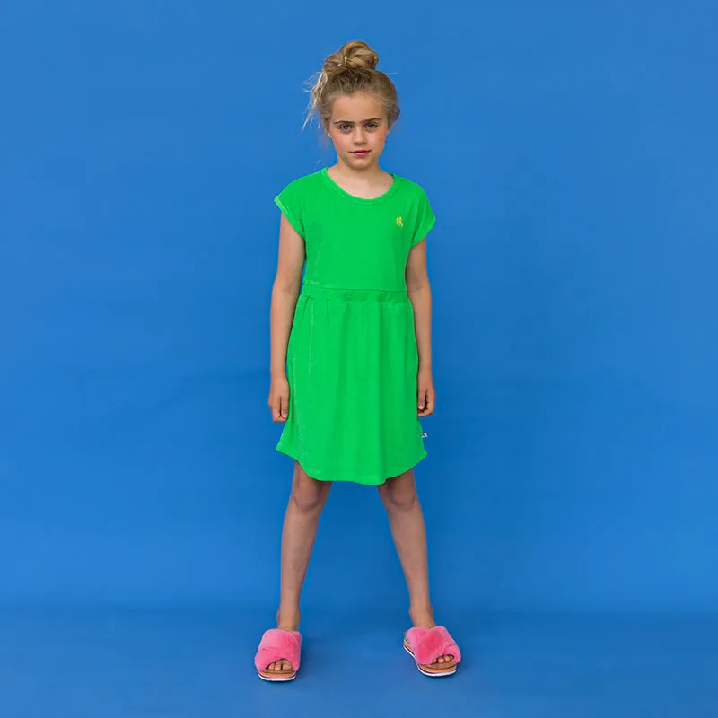 CarlijnQ Green Terry Short Sleeved Dress With Pockets