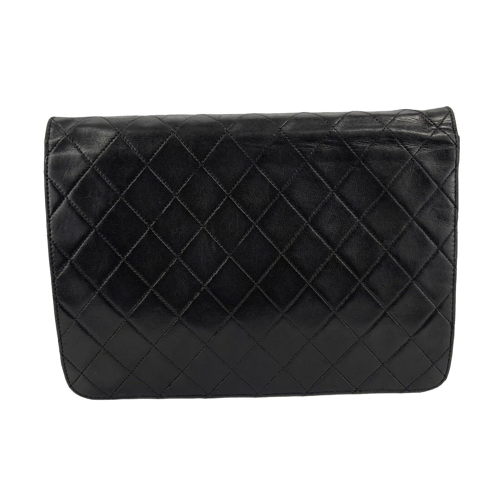 CHANEL - VTG CC Logo Old Medium Black Matelasse Quilted Shoulder Bag