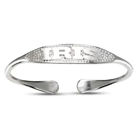 Custom NAME PLATE .925 Sterling Silver ID Cuff Bracelet for Men and Women Thick Wire Bangle