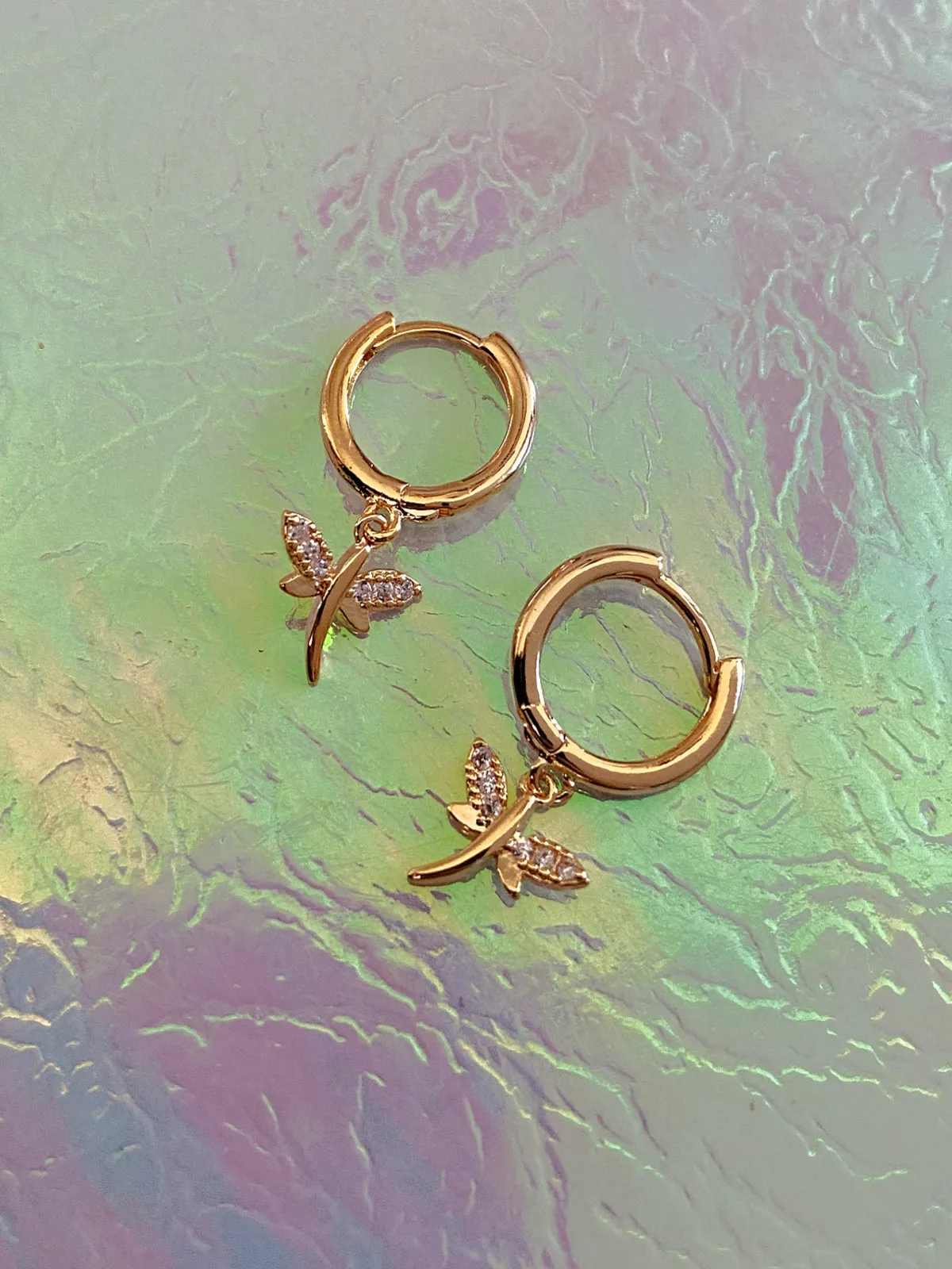 CZ Dragonfly Huggie Hoops