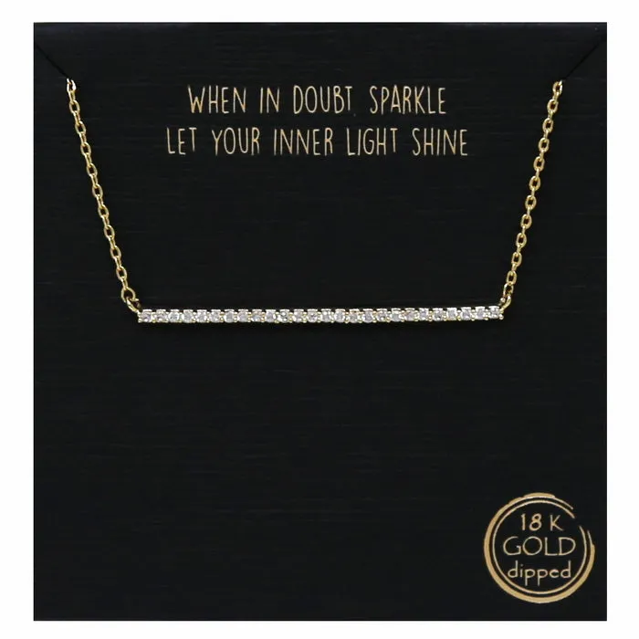 CZ Pave Bar Short Chain Necklace