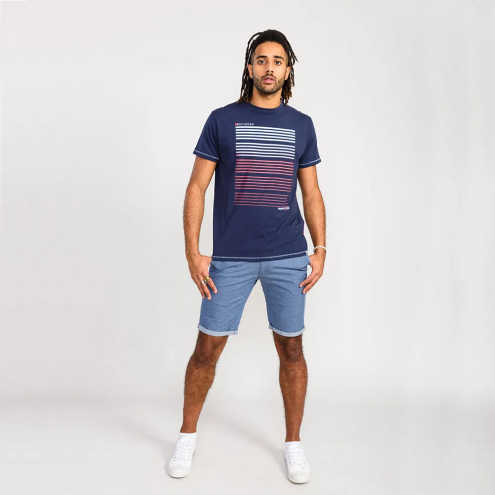 D555 Gradient Line Printed Tee - Navy