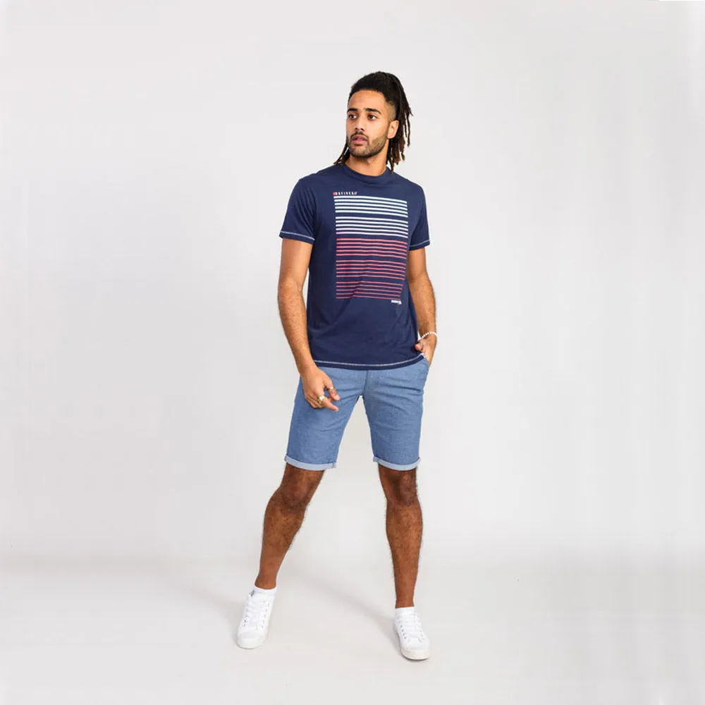 D555 Gradient Line Printed Tee - Navy