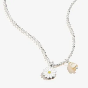 Daisy   Pearl Duo Charm Necklace