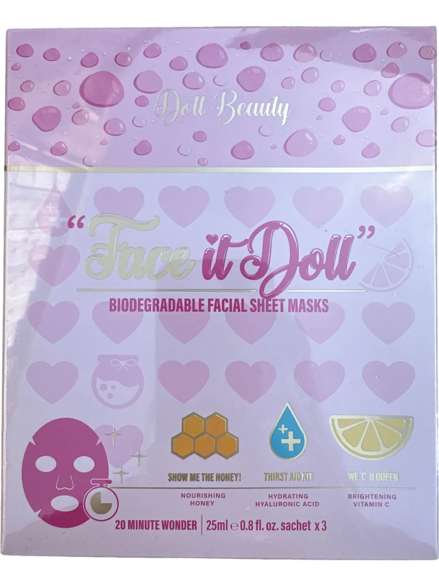 Doll Beauty Pink Face It Doll Biodegradable Facial Sheet Masks