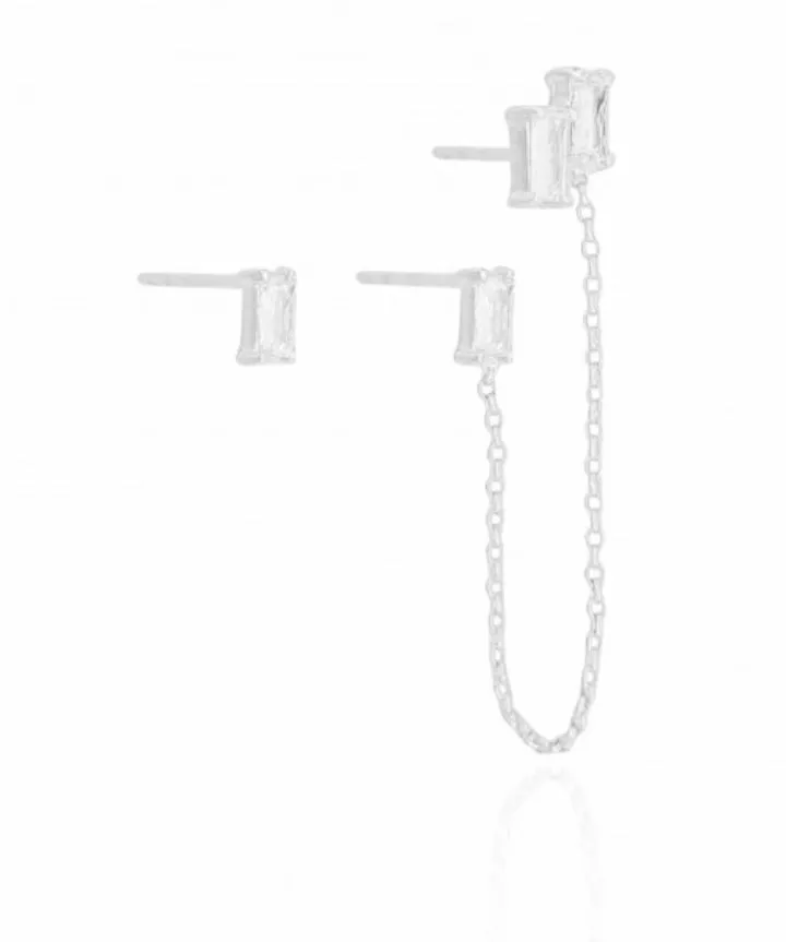 EARRING MINI RECTANGLE WITH CHAIN