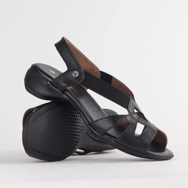 Elasticated Cut-out Sandal in Black - 11519