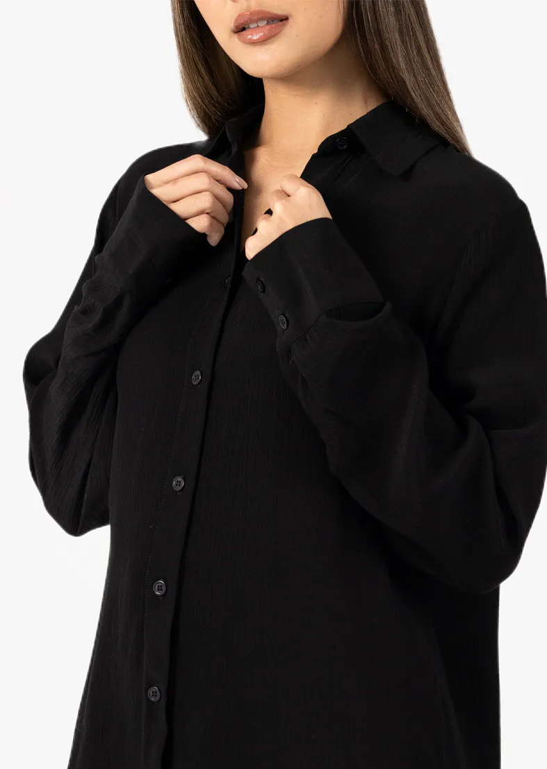 Embody Plisse Shirt Black