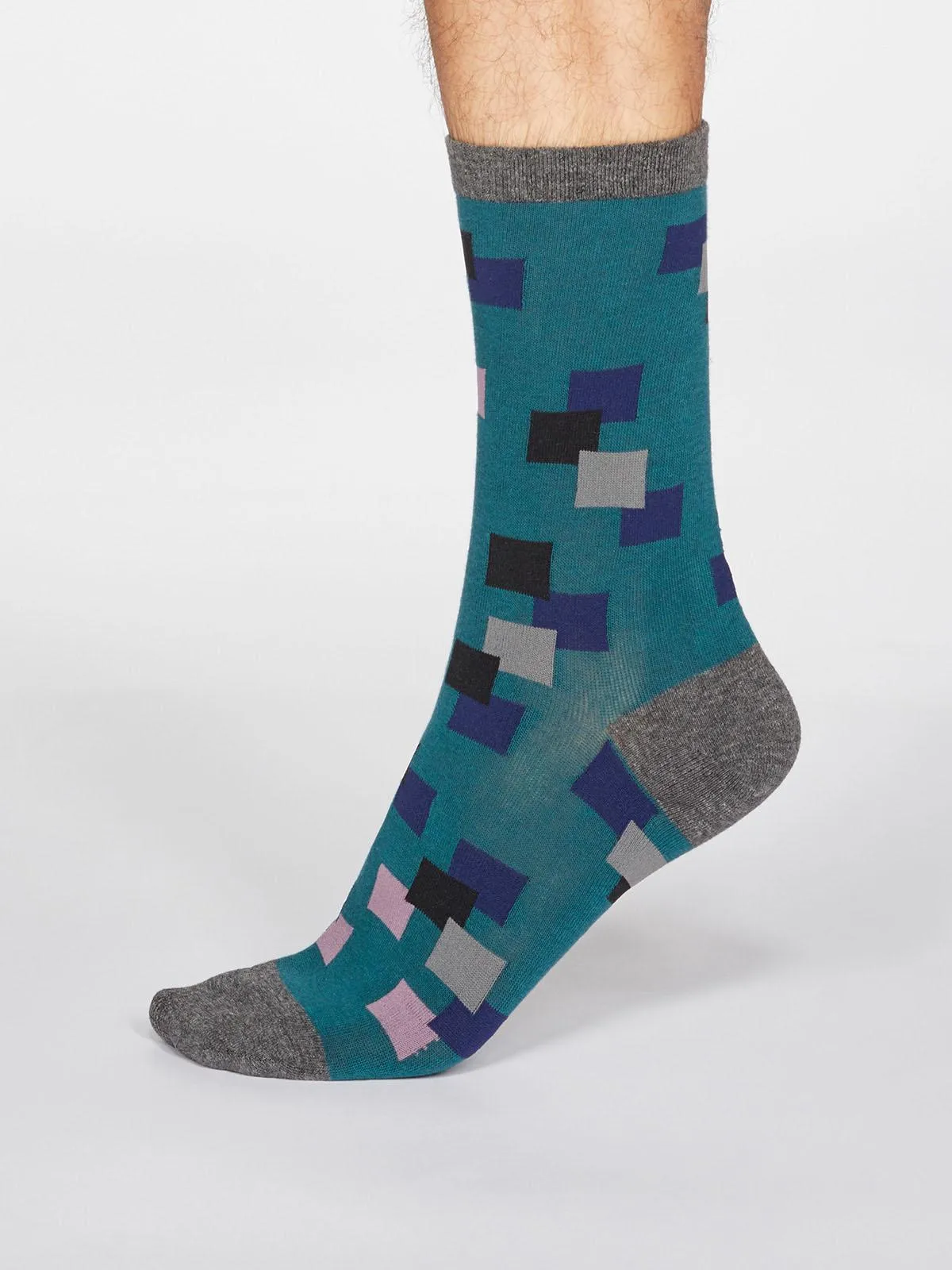 Evan Square Socks - Teal Green