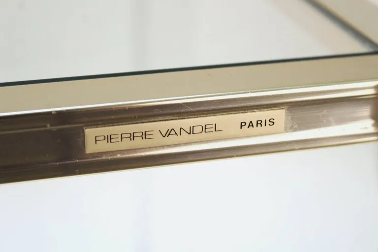 French Pierre Vandel Paris Bar Cart in Lucite, Chrome and Glass