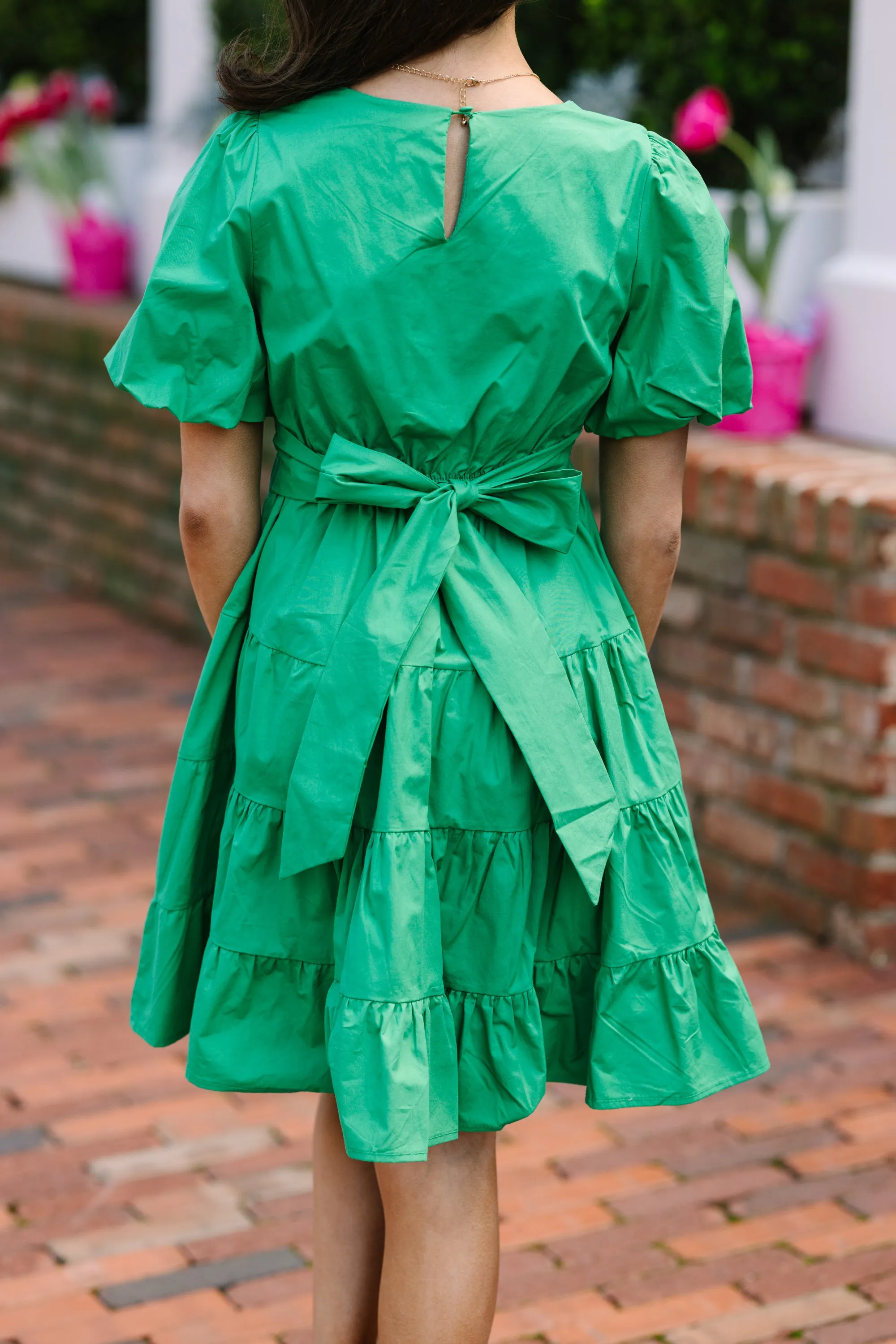 Girls: All True Kelly Green Tiered Dress