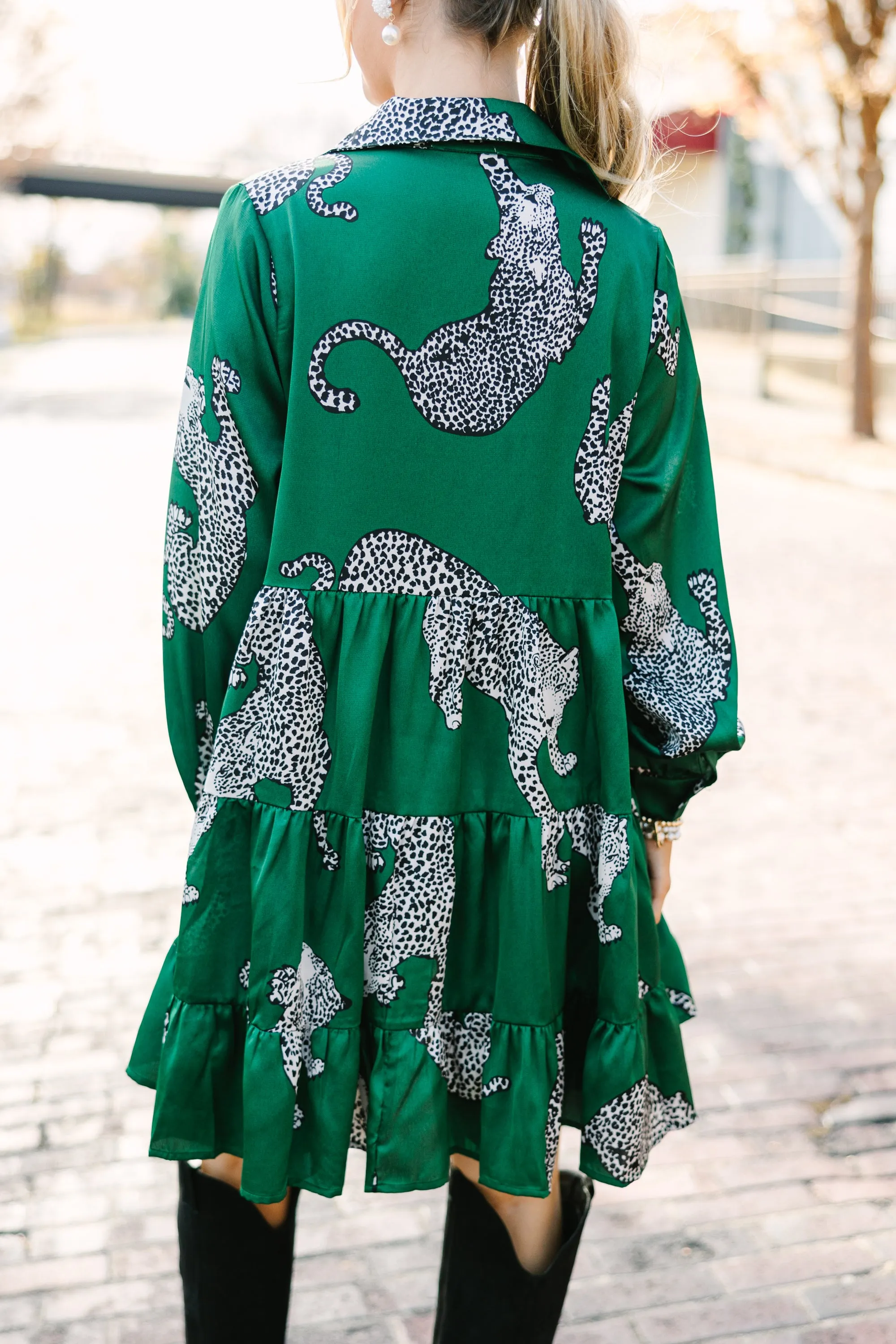 Give Your All Green Leopard Dress