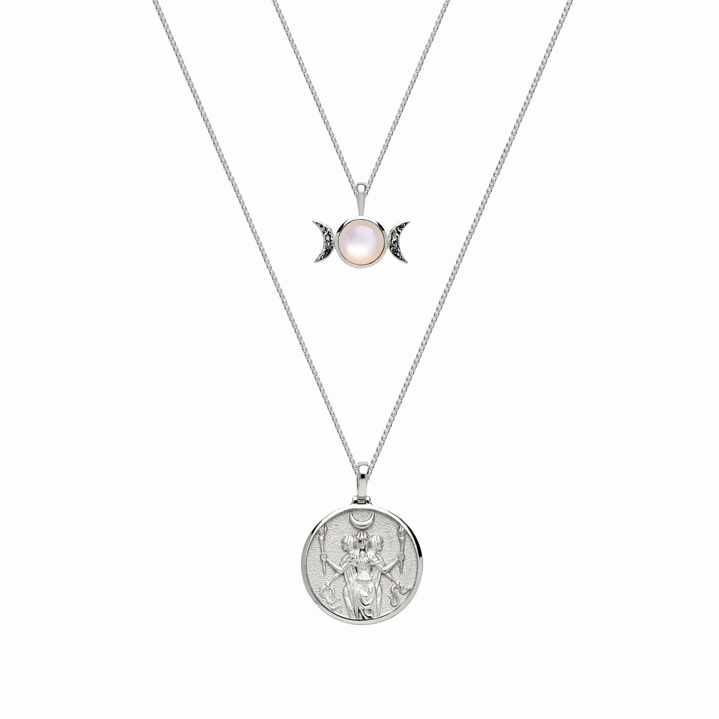 Hecate   Triple Moon Necklace Set