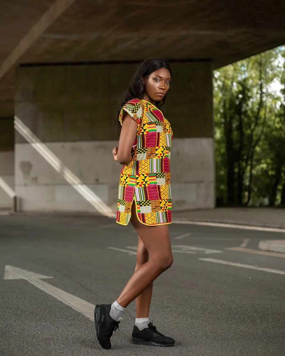 Incredible African Dress In Yellow Kente