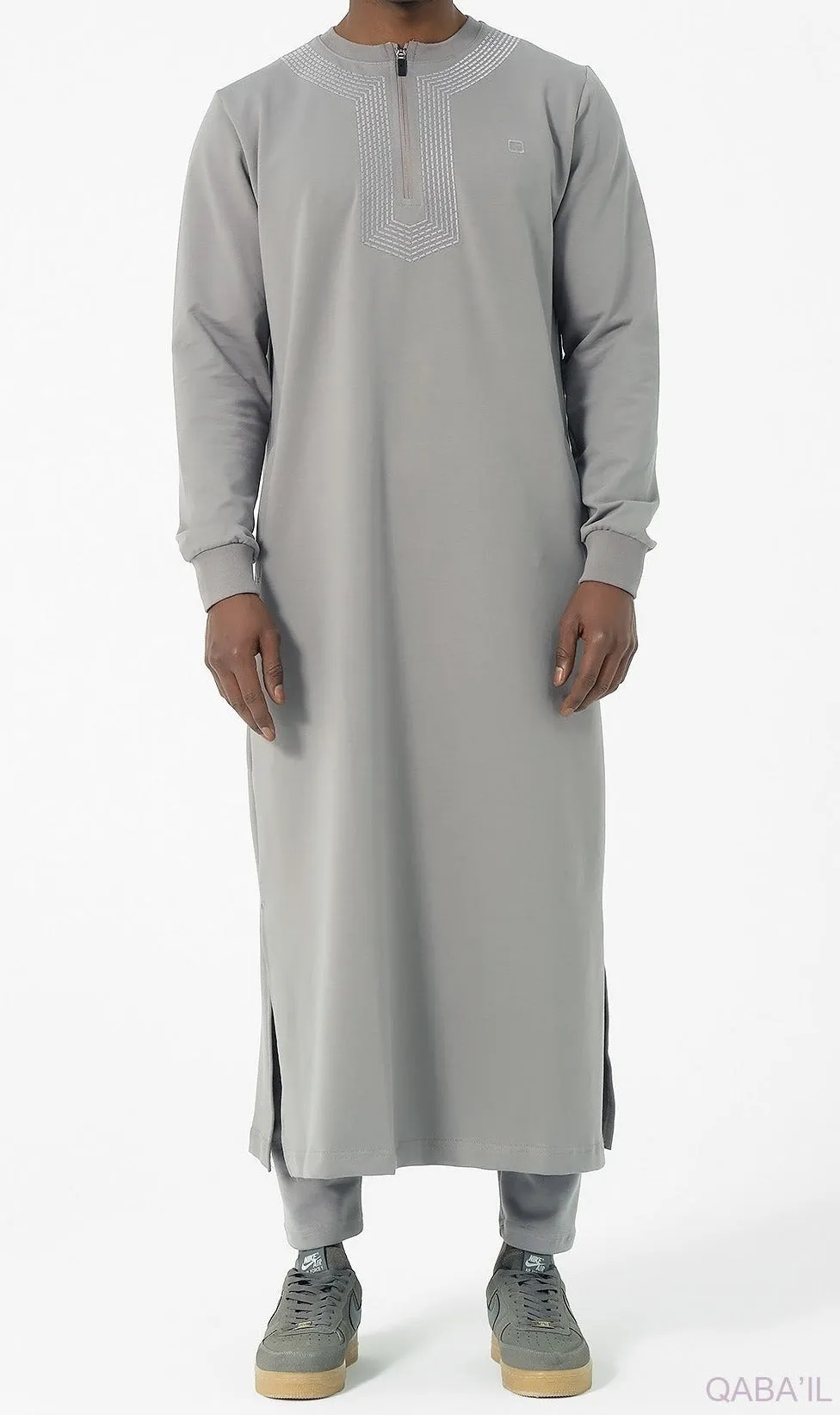 Islamic Men's Long Thobe Kamees Amwaj R24 QL in Grey