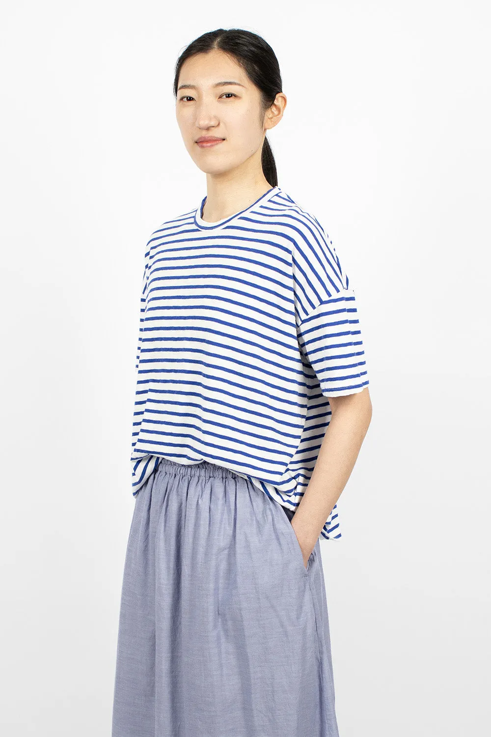 Knit Stripe T-Shirt White/Royal