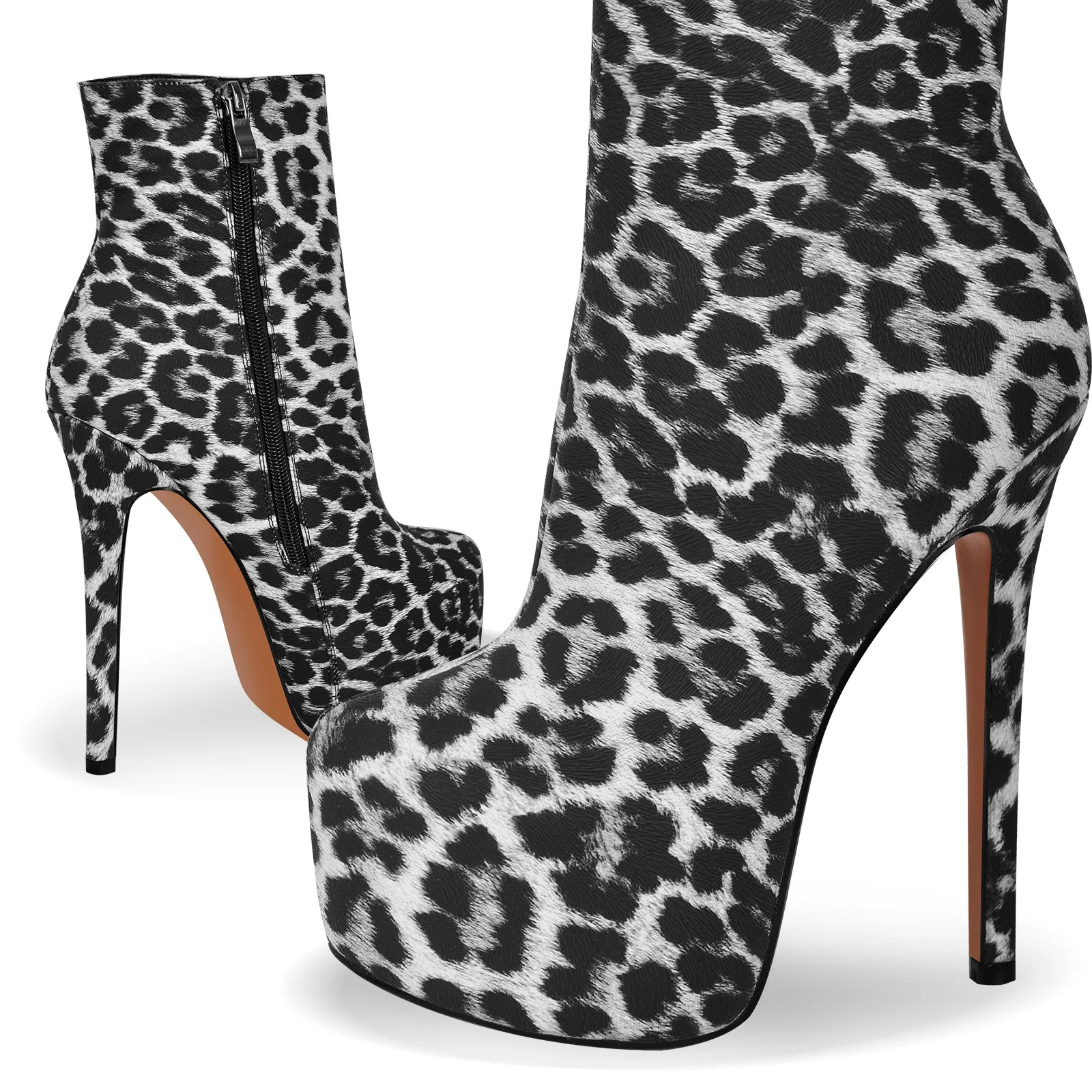 Leopard Platform Stiletto Ankle Boots