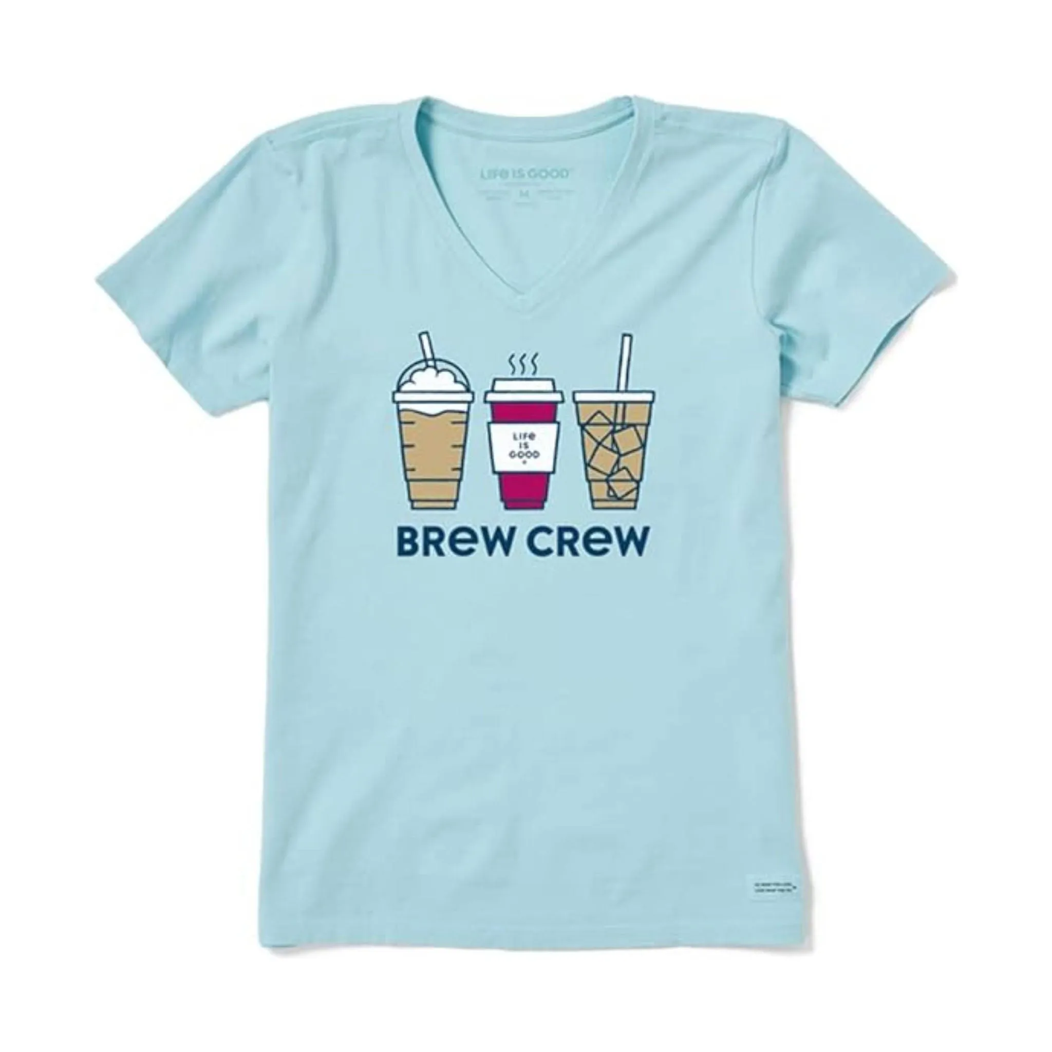 Life Is Good Women's Brew V Neck Crew - Beach Blue