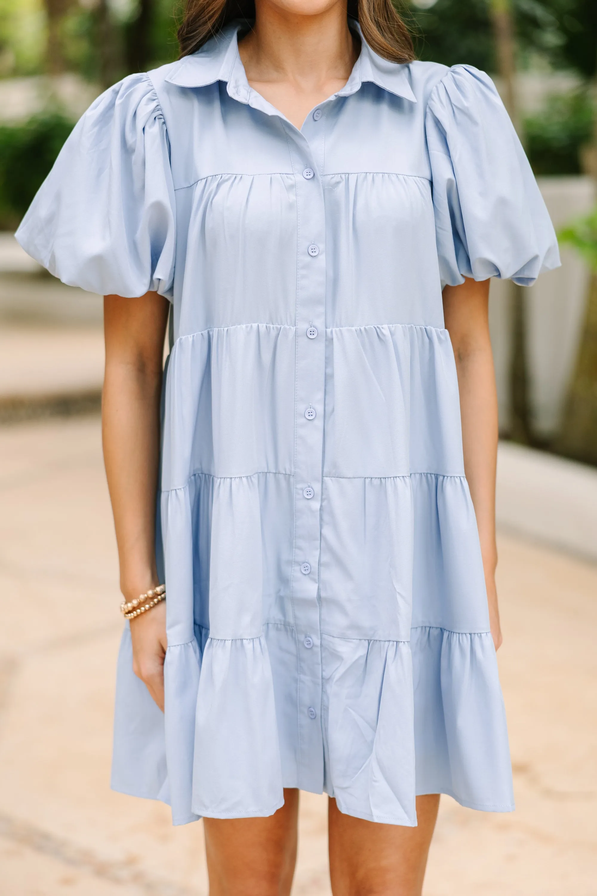 Make It So Chambray Blue Babydoll Dress