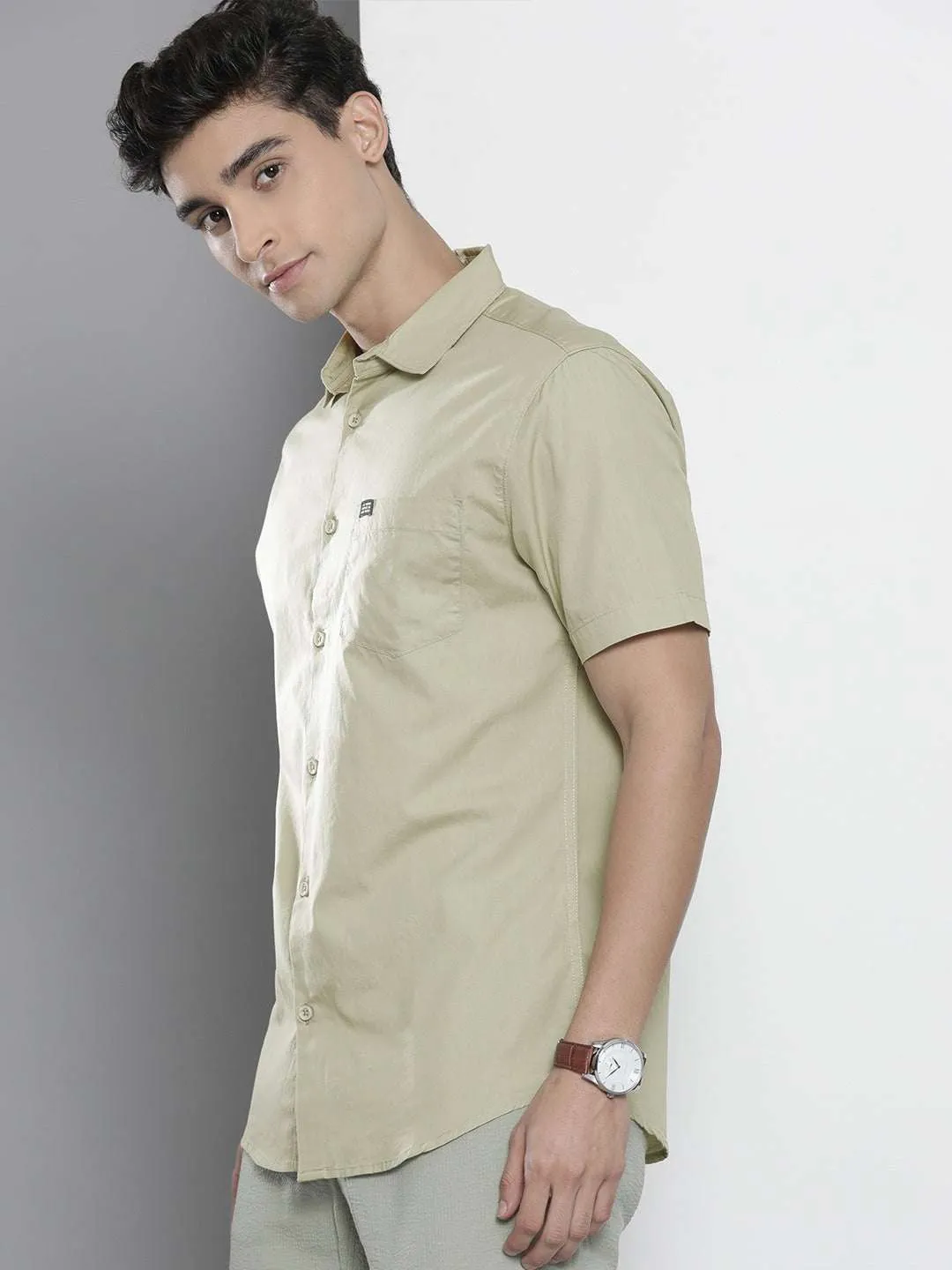 Men Back Printed Poplin Shirt