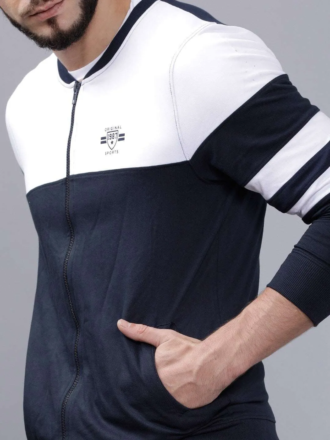 Men Baseball Collar Sweatshirt