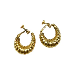 Napier Gold Shrimp Hoop Earrings Vintage