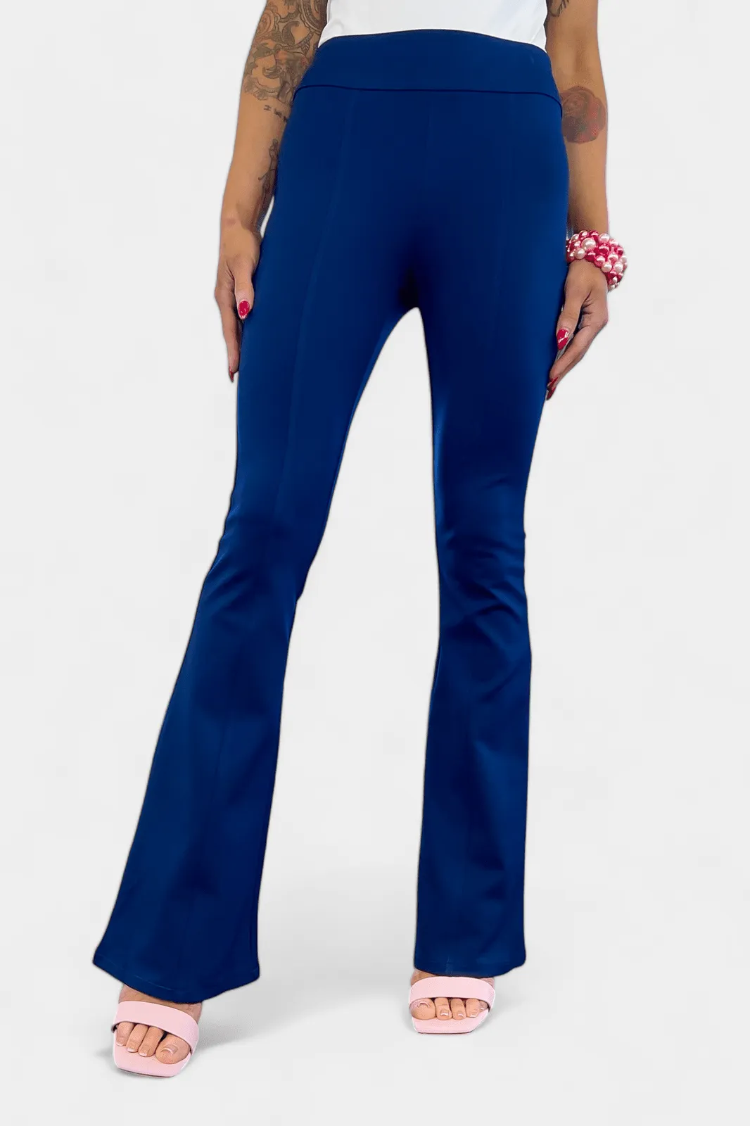 Navy High Waisted Flare Pants [NO RETURNS]