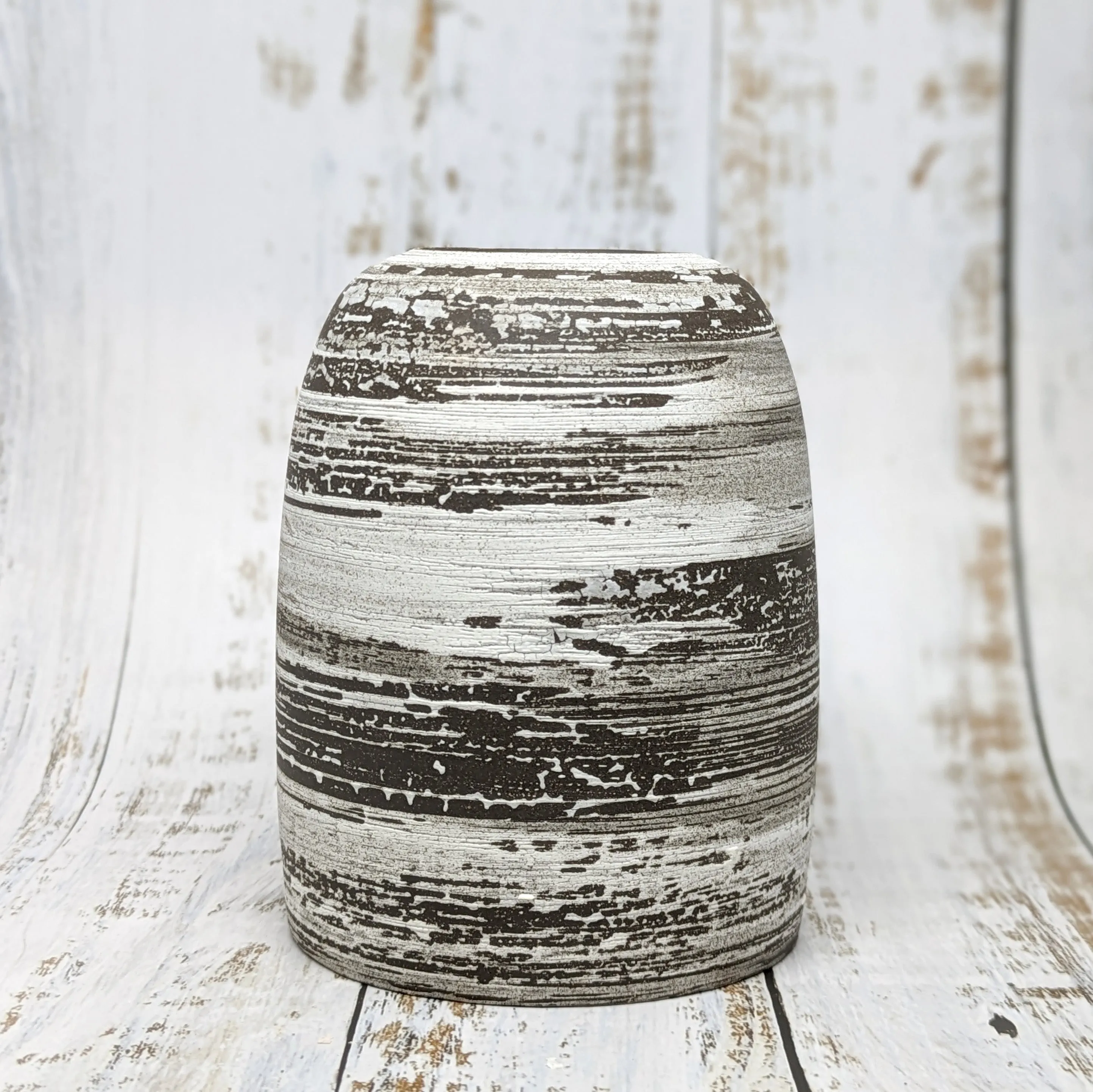 NEW! Black with Thin Horizontal Lines Vase by SRS Ceramics