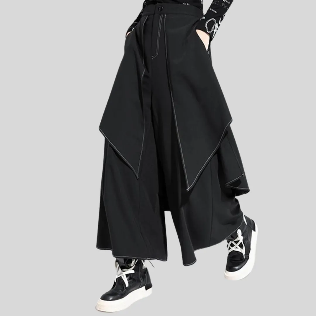 Office Style Wide Legged Trousers With Trendy Overlay