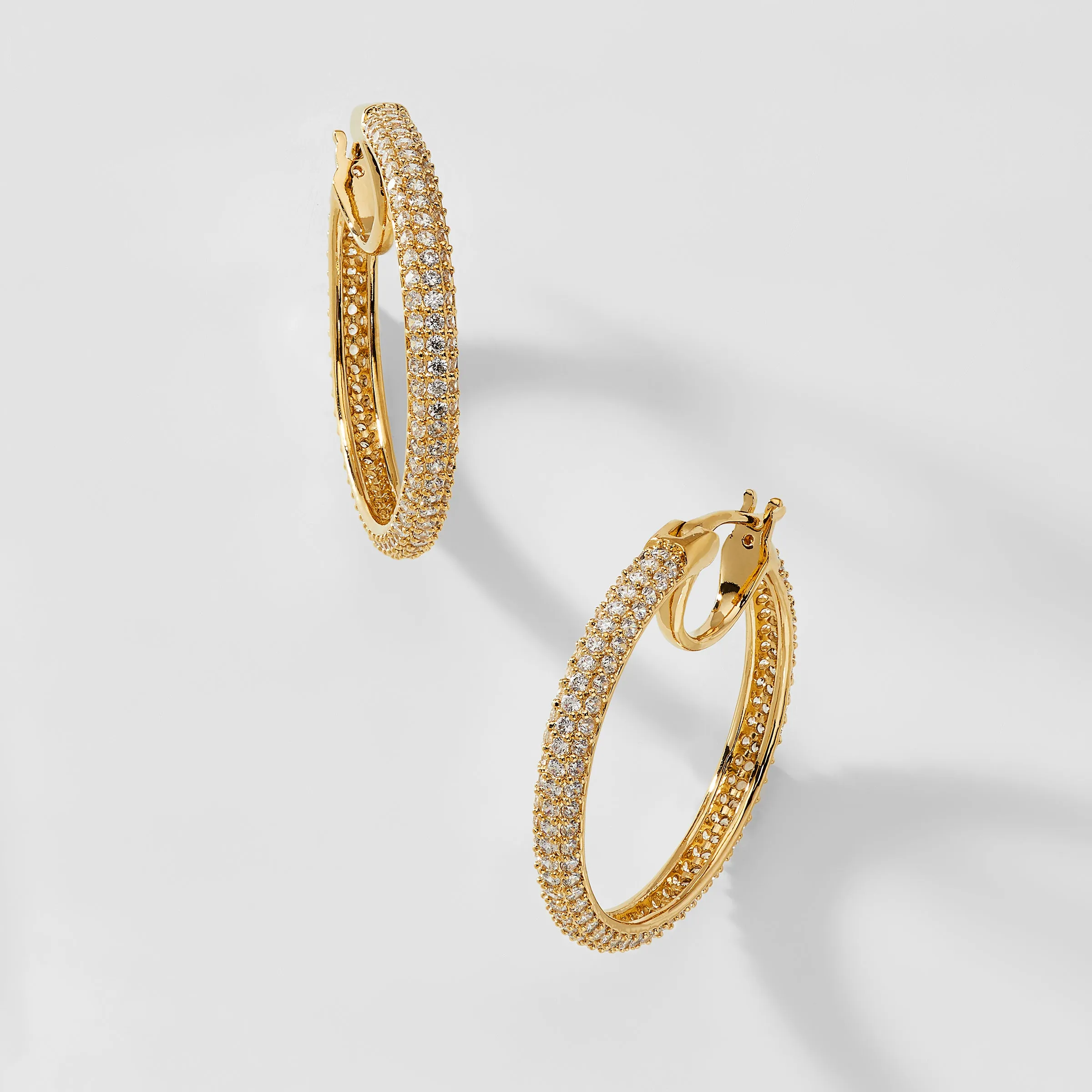 PAVE THE WAY MEDIUM PAVE HOOP EARRINGS