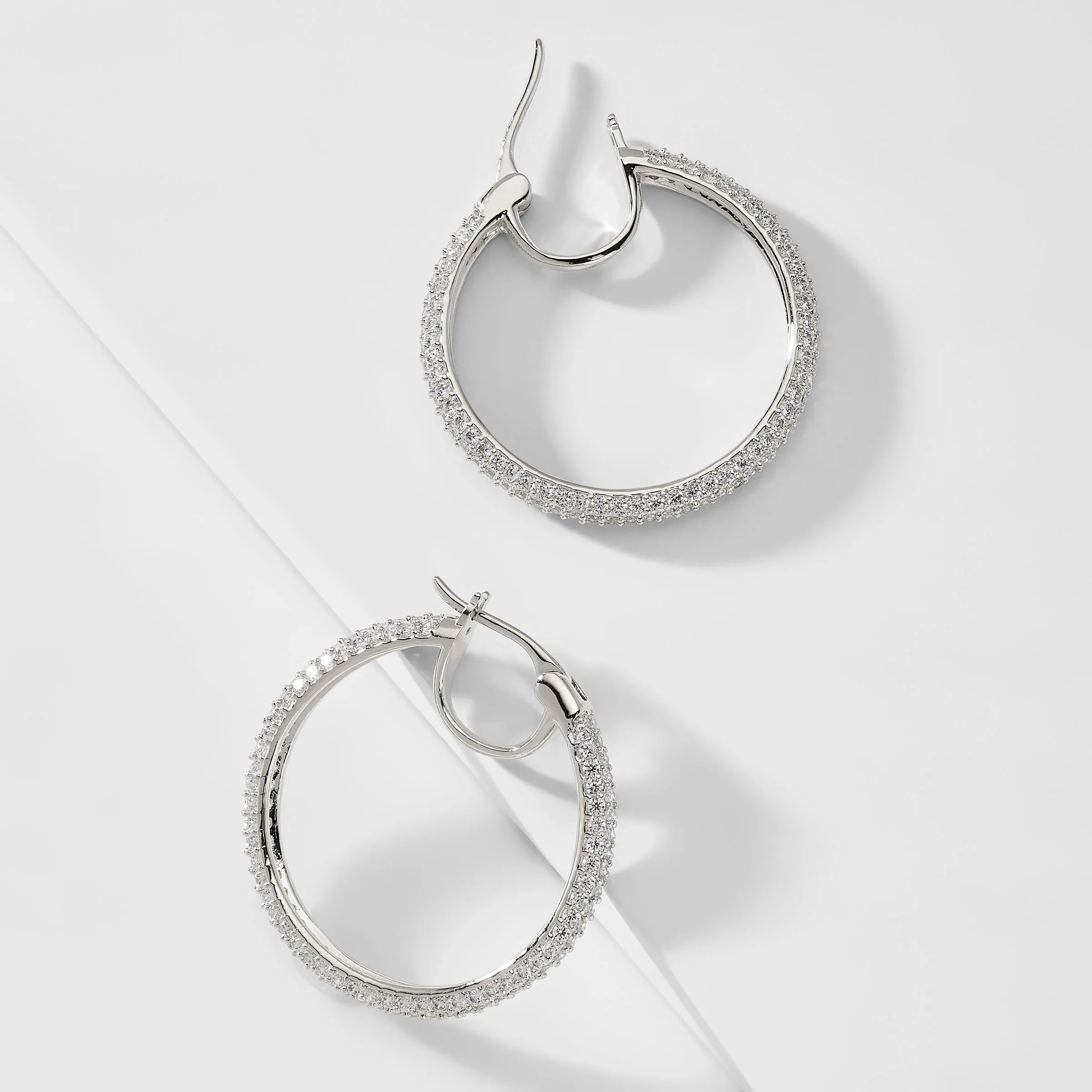 PAVE THE WAY MEDIUM PAVE HOOP EARRINGS