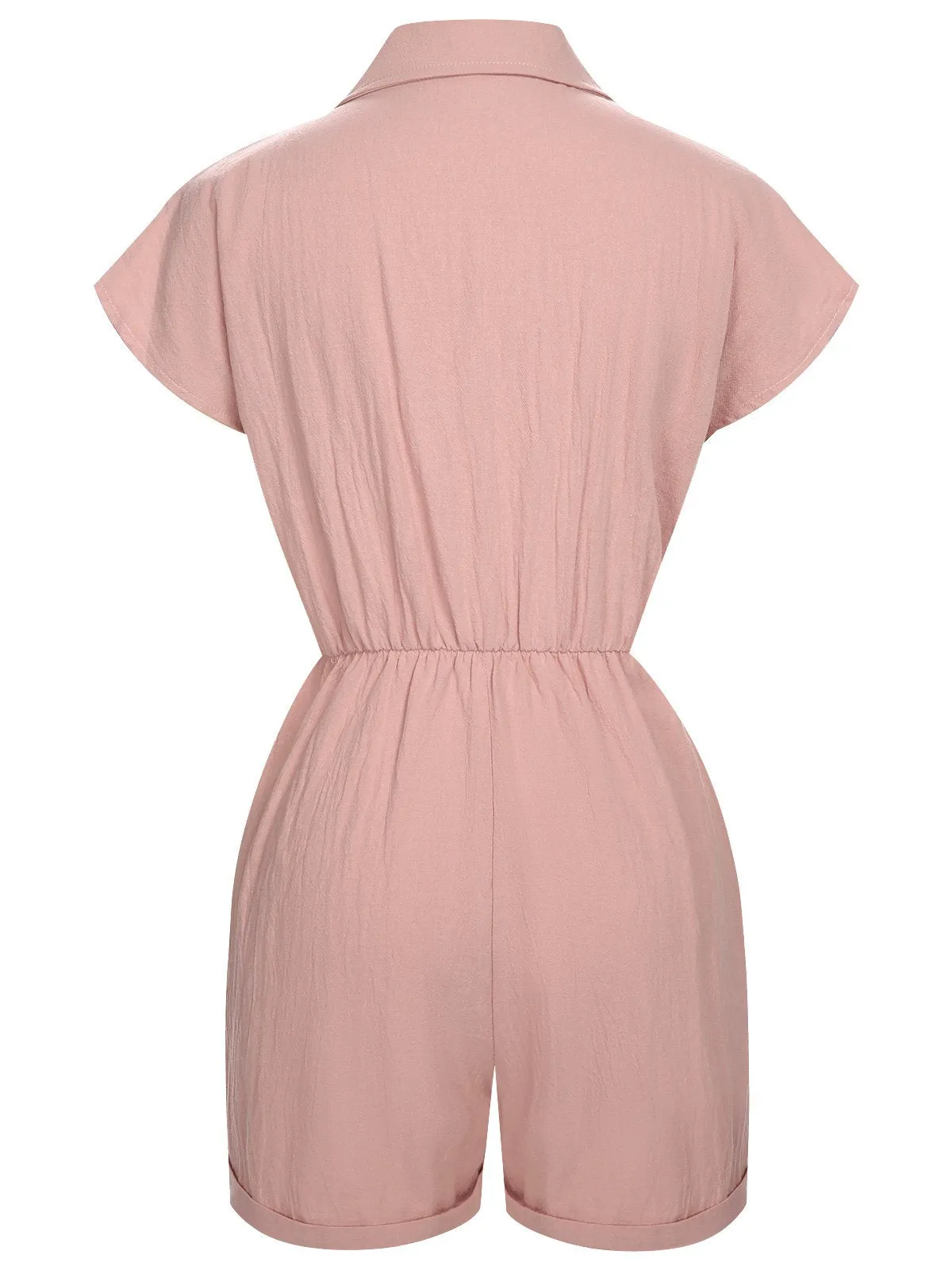 Pink 1950s Chest Cross Lapel Romper