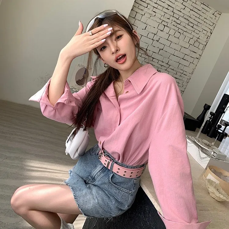 Pink Collar Lapel Shirt