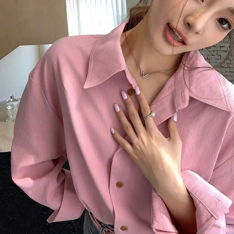 Pink Collar Lapel Shirt