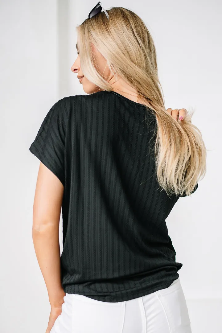 Play It Back Textured Top | Black