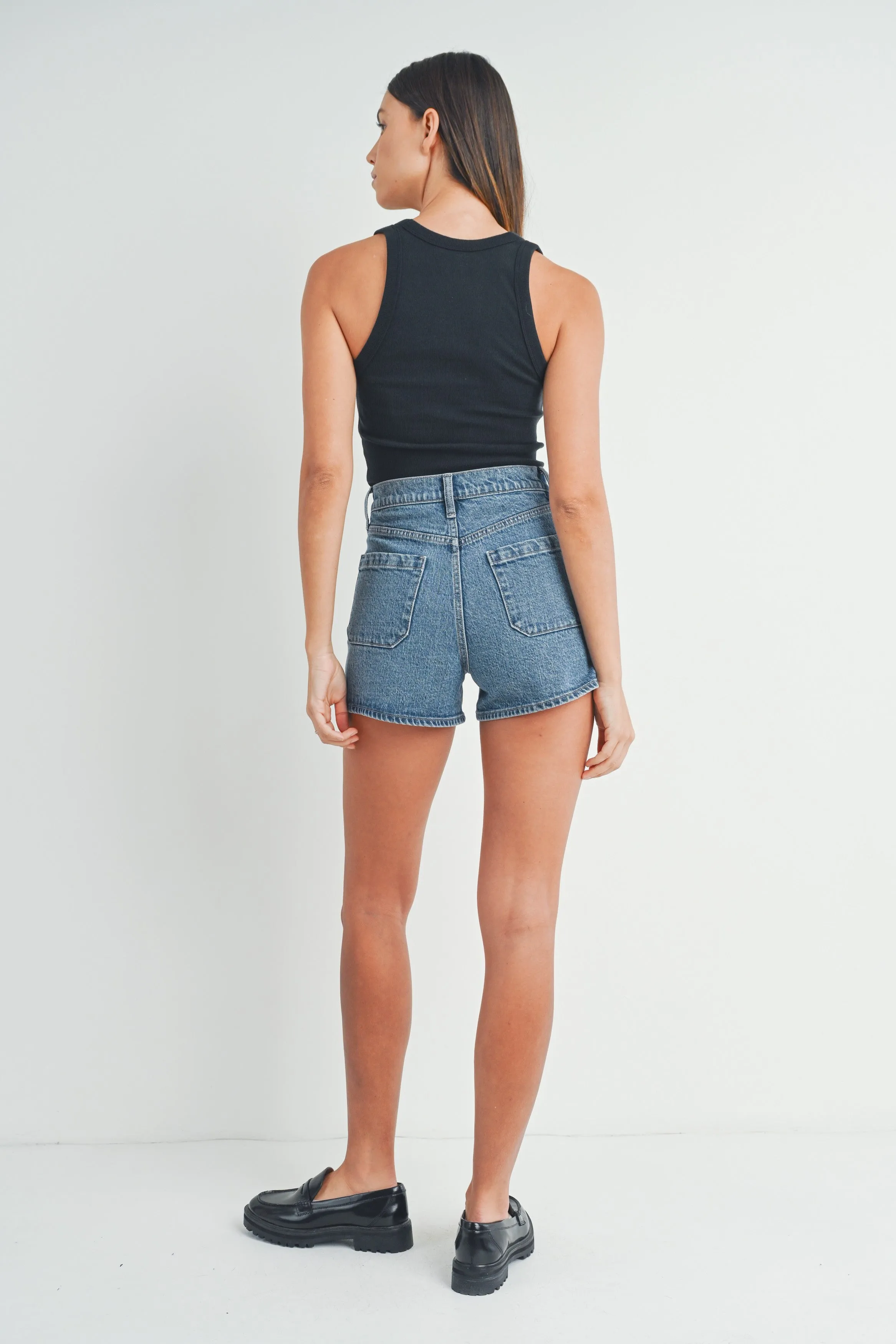 Ruth High Rise Denim Shorts, Medium Denim