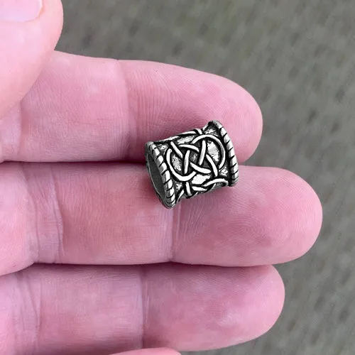 Short Knotwork Bead - Bronze or Silver