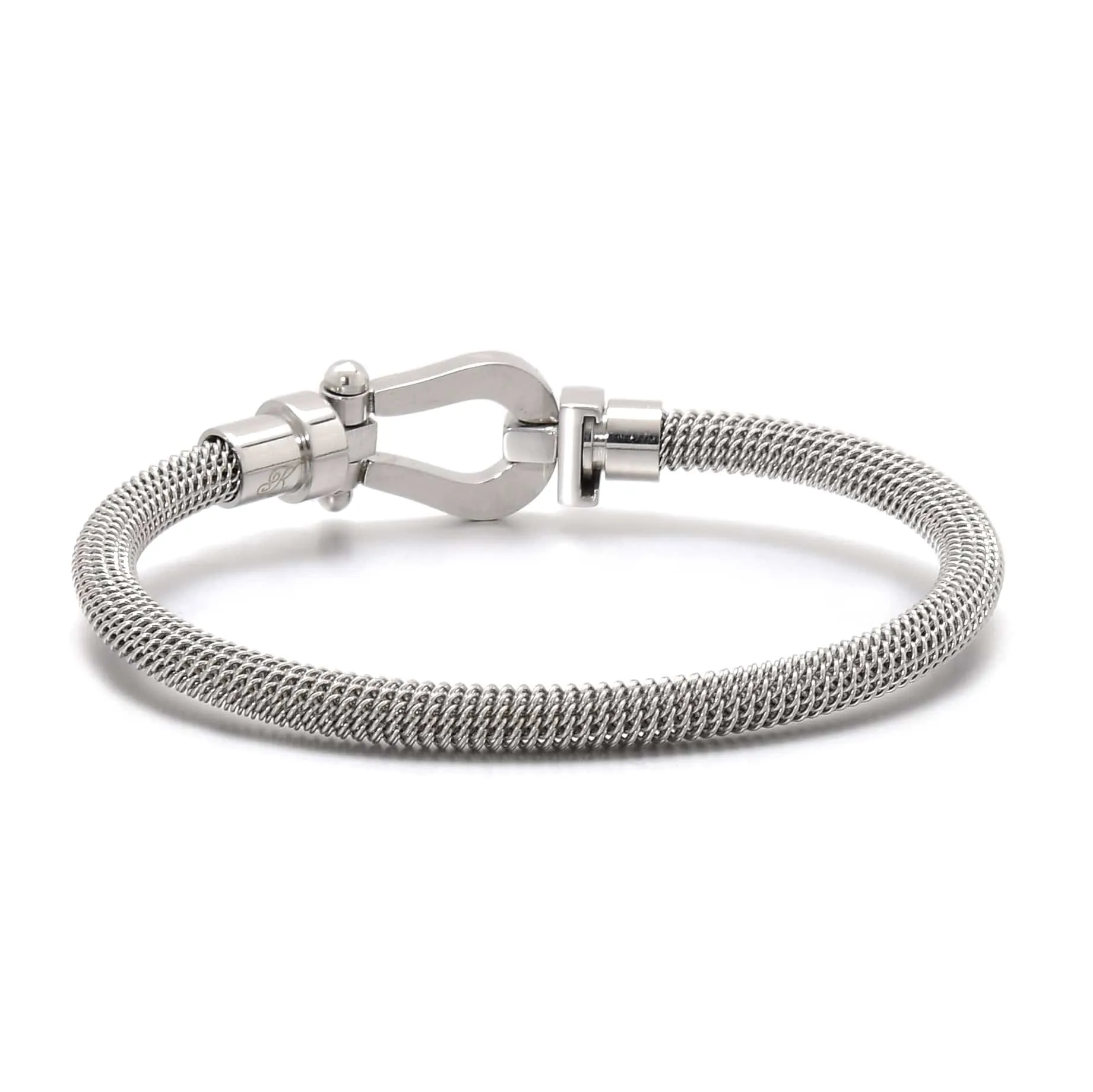 Silver Equestrian Woven Braided Steel Hearts Bracelet