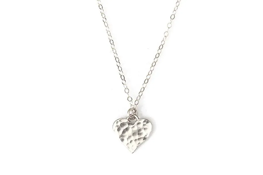 Silver Hammered Heart Necklace