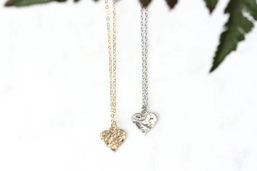 Silver Hammered Heart Necklace