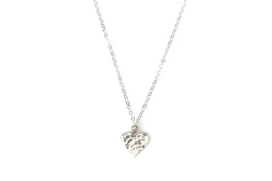 Silver Hammered Heart Necklace