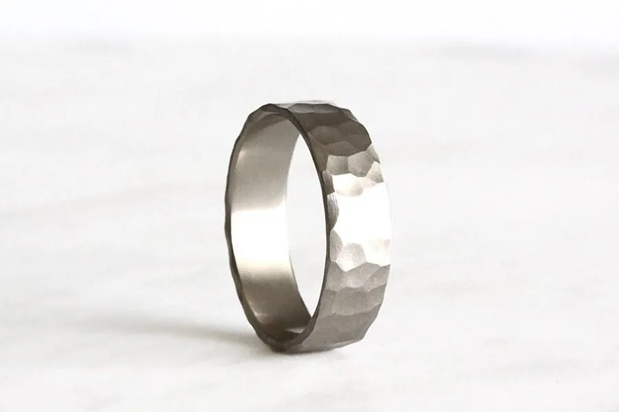 Silver Rustic Carved Band 6mm