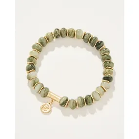 Spartina Stone Stretch Bracelet- Silver Leaf Jasper